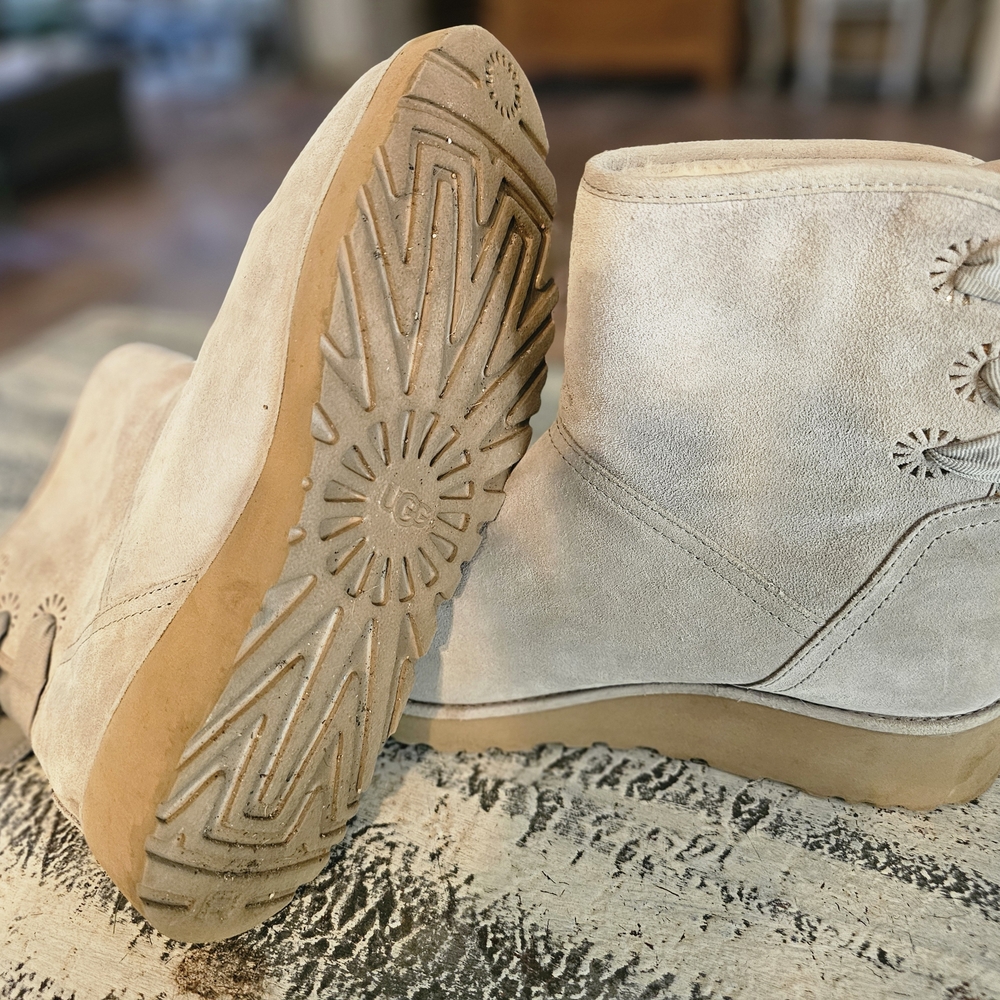 Women's Beige Suede Ankle Boots